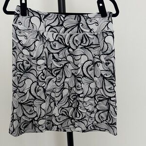 Title Nine Black and White Floral A-Line Skirt